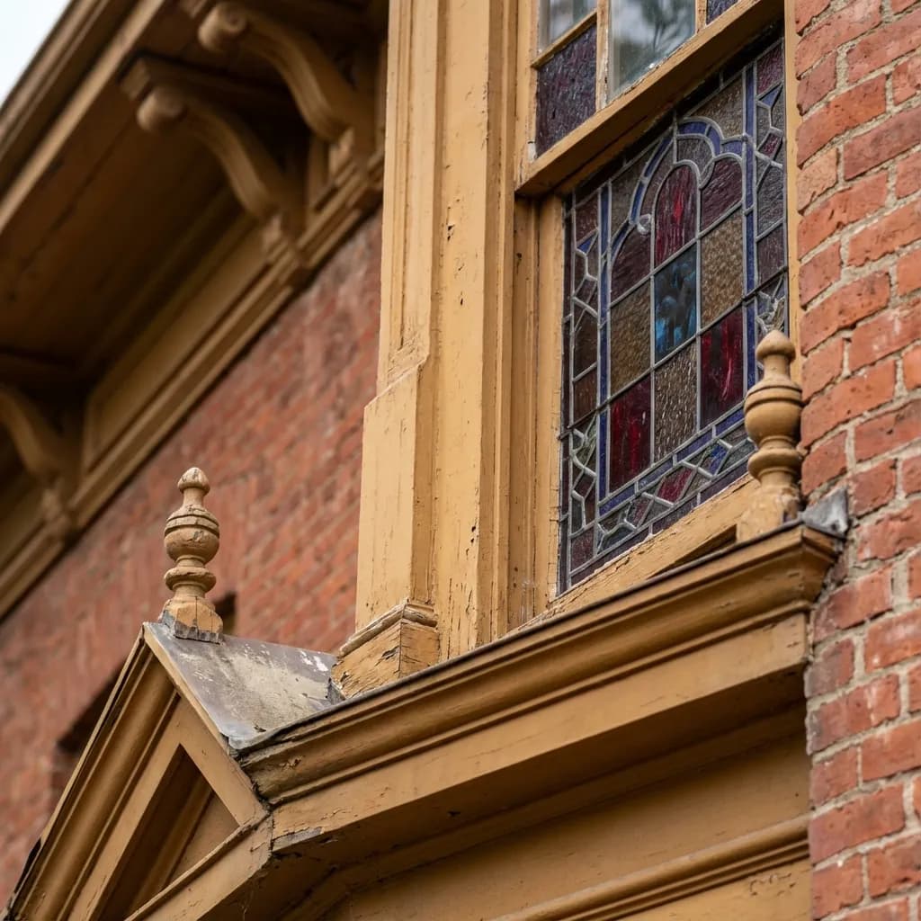 A grand brick Tudor-style home along the historic Victory Memorial Drive parkway, framed by towering elm trees and masterfully manicured landscapes.
