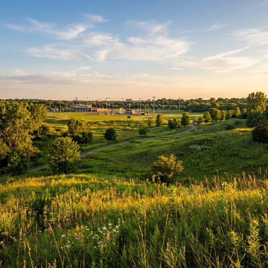 Tall grasses and open water at the Diamond Lake wetland preserve.